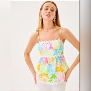Lilly Pulitzer Jaydis Top Multi Via Sunny Sunflowers NWT 00